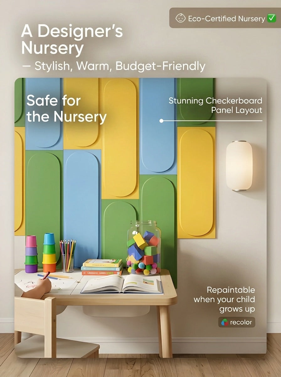 Modern 3D Wooden Wall Panels (Set of 7 Panels)