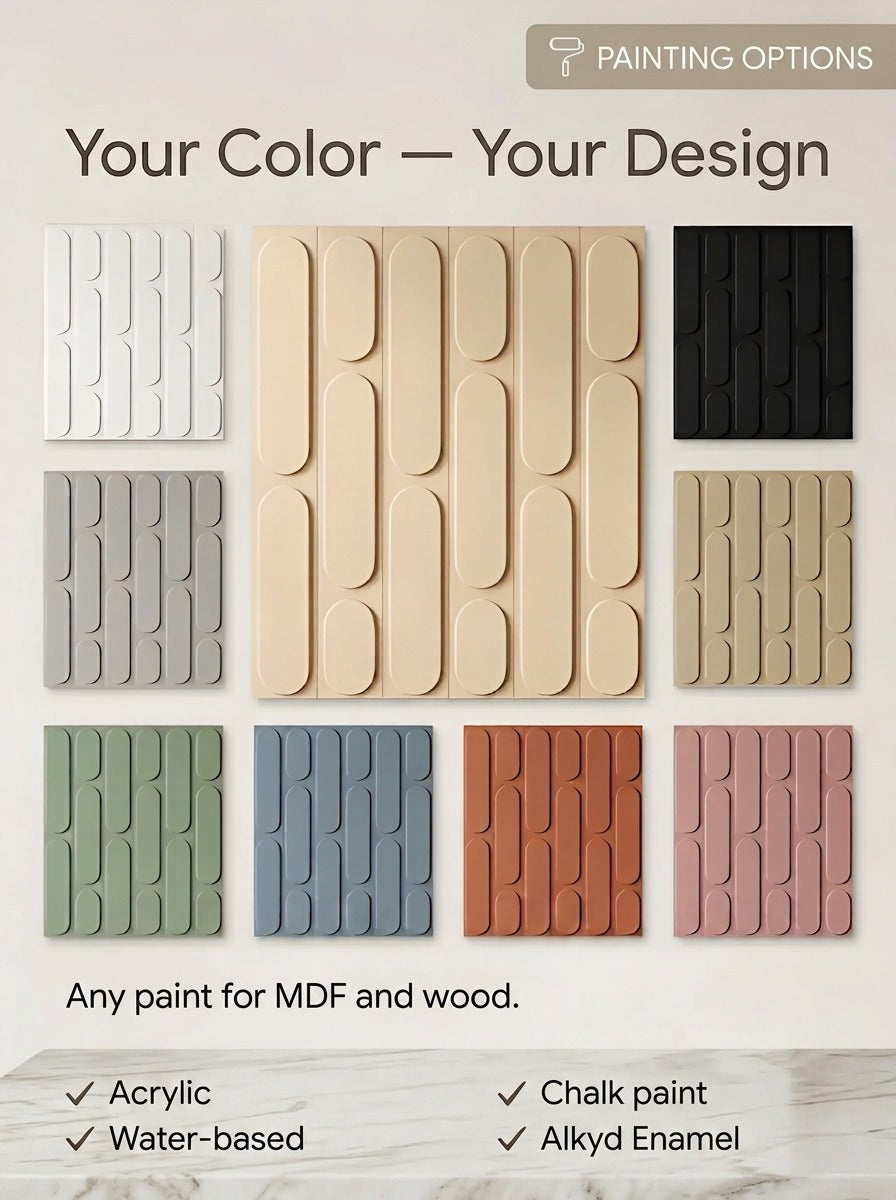 Modern 3D Wooden Wall Panels (Set of 7 Panels)