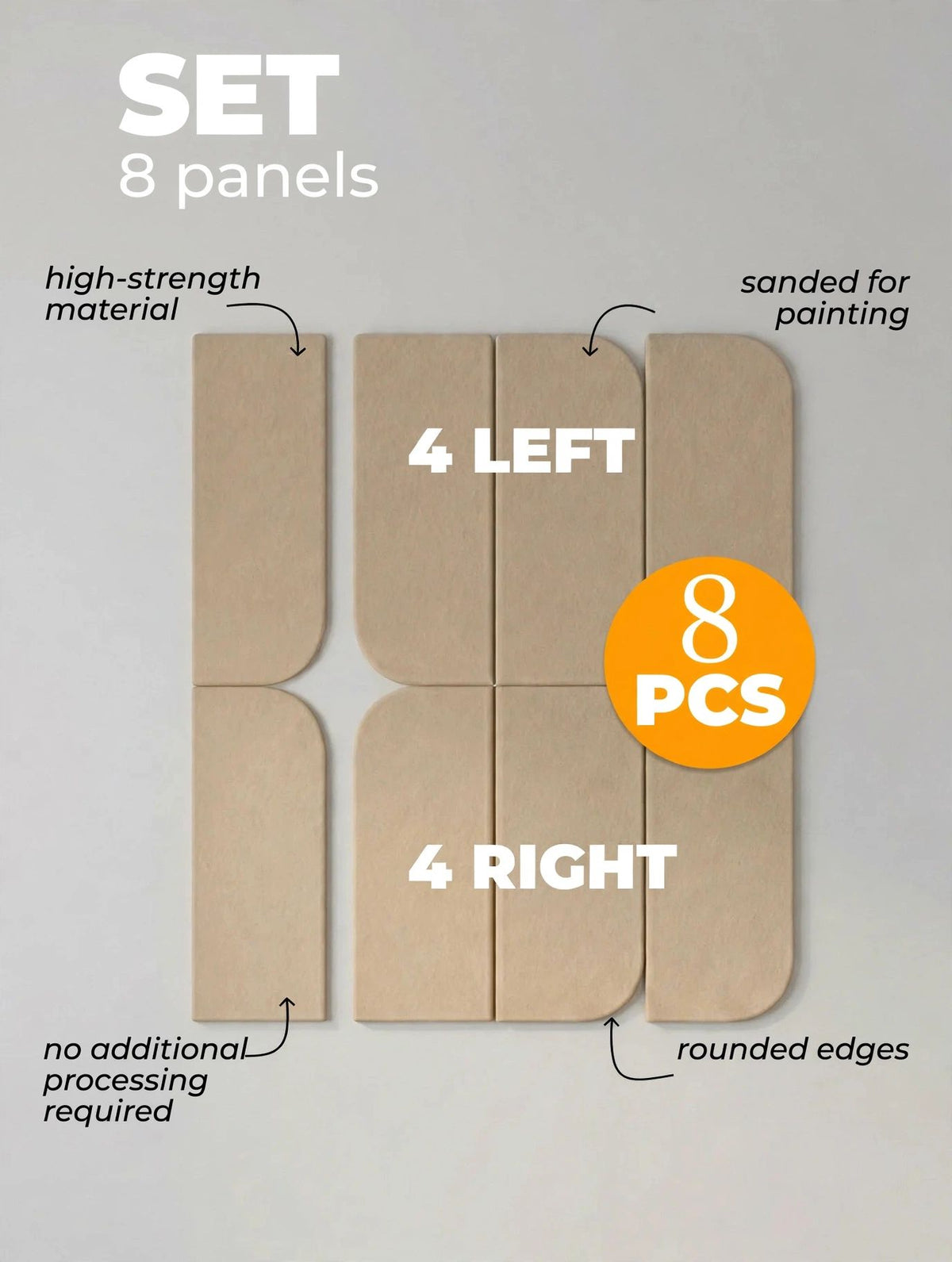 Modern 3D Wooden Wall Panels (Set of 8 Panels)