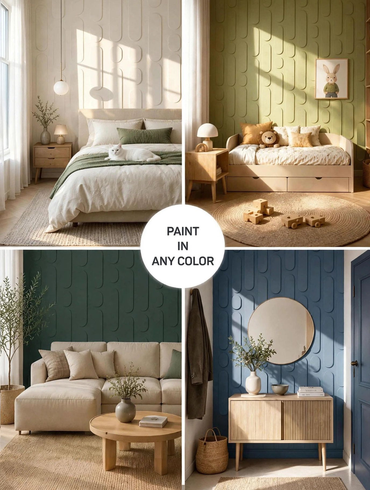 Modern 3D Wooden Wall Panels (Set of 8+6 Panels)