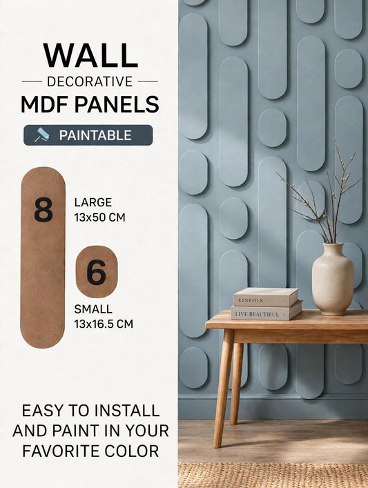 Modern 3D Wooden Wall Panels (Set of 8+6 Panels)